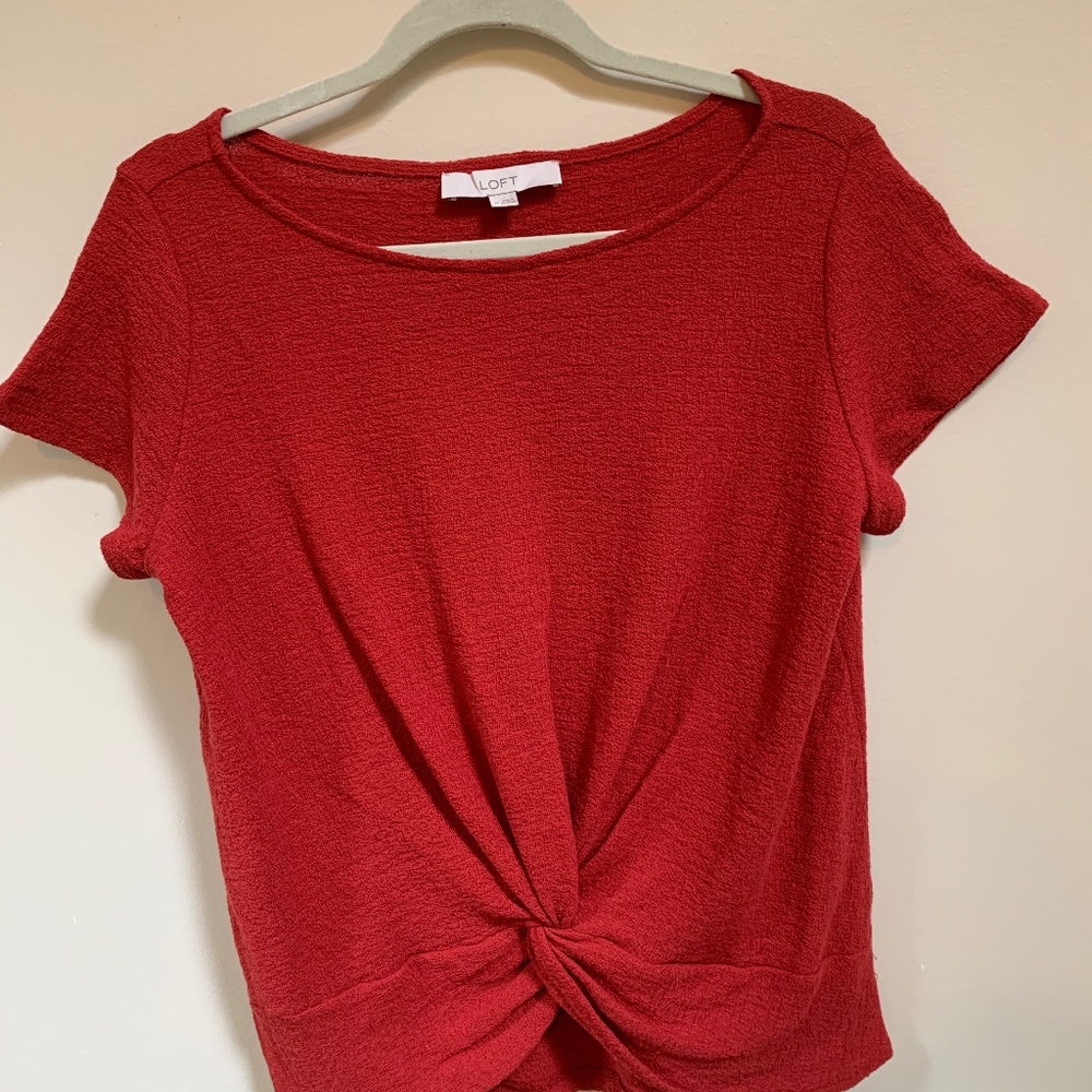 Red Loft Crepe Knit Top